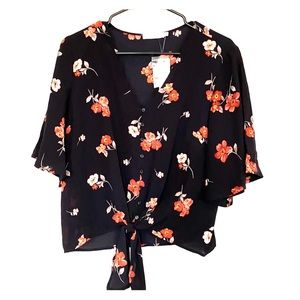 Lush black and floral blouse